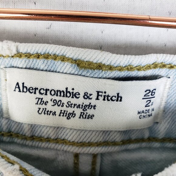 Abercrombie & Fitch 90s Straight Ultra High Rise Carpenter Jean Light Wash 26R - Picture 5 of 14